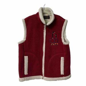 Vintage Jackye Mills Vest Loon Moon Faux Sherpa Teddy Fleece Full Zip